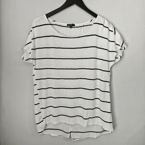 Dynamite White and Black Striped Short Sleeve Tee